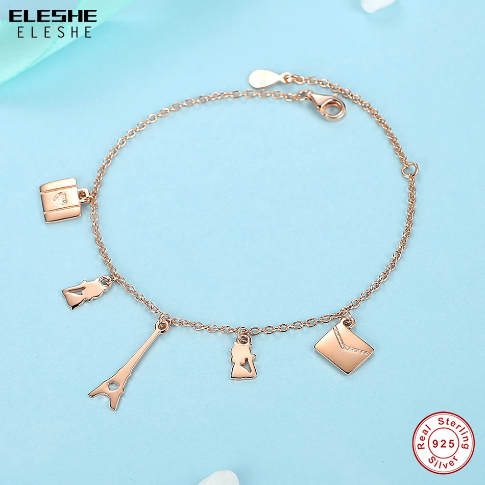 Женский браслет из серебра 925 пробы с изображением Эйфелевой башни|bracelets for|sterling