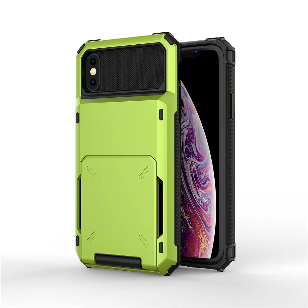 Для iPhone X 7 8 Plus XS MAX 6 Чехол с откидной крышкой и отделениями для карт бизнес-чехол для iPhone XR 7 7+ 6 6S X 10 чехол для iPhone 8 XR XS - Цвет: Green