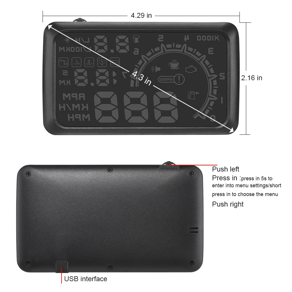 5,5 дюймов Автомобиль HUD на лобовое стекло Дисплей OBD2 превышение скорости Предупреждение Системы проектор для ветрового стекла автоматический электронный Напряжение сигнализации