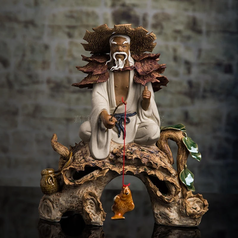 

Chinese Ceramic Home Living Room Decorations Ornaments Porch Study Characters Fisherman Sculpture