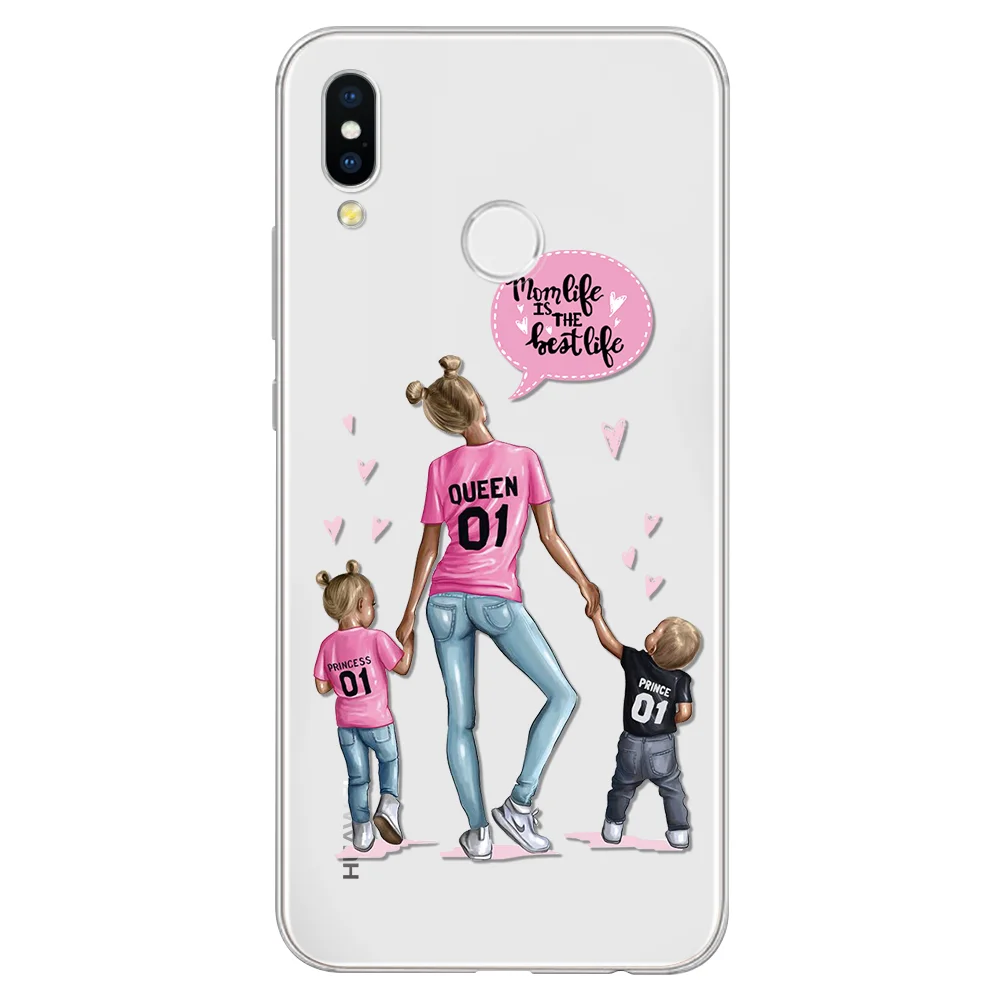 Black Brown Hair Baby Mom Girl Case For Huawei P20 P30 Mate 20 30 10 Pro Lite P Smart Plus P10 P9 P8 Lite Case Coque