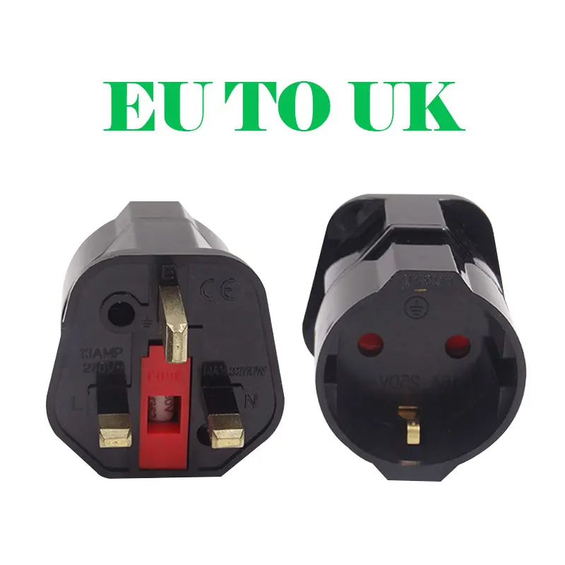 1 предмет Европейский 2 Pin к UK 3 контактный разъем адаптера переменного тока Евро ЕС Сетевой адаптер конвертер Европейский Мощность адаптеры для зарядки телефона - Цвет: Черный