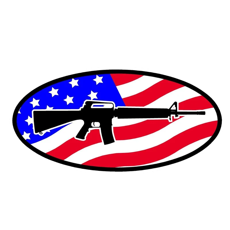 YJZT 15 5 см * 7 6 креативный AR15 пистолет Флаг США Автомобильная наклейка из ПВХ 12-1384 |