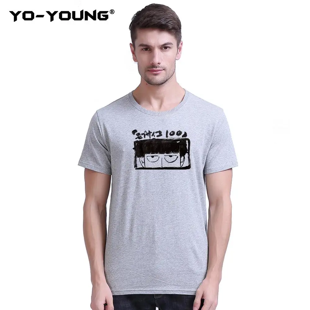 Мужская футболка Yo Young Повседневная летняя из чесаного хлопка с принтом аниме Mob