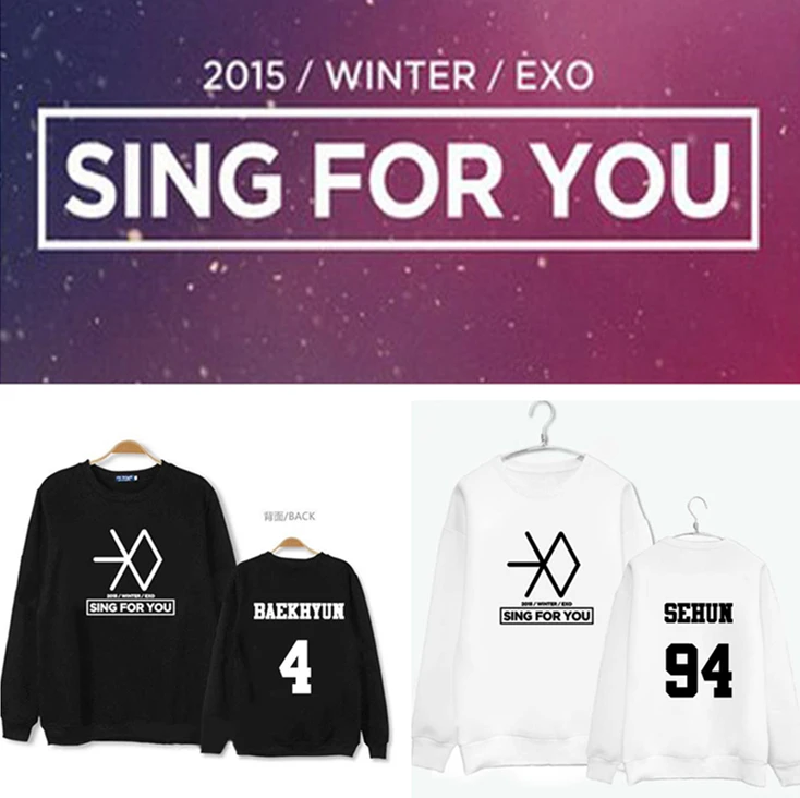 EXO kpop/Осенняя толстовка с логотипом планеты новинка 2016 года пуловеры символикой