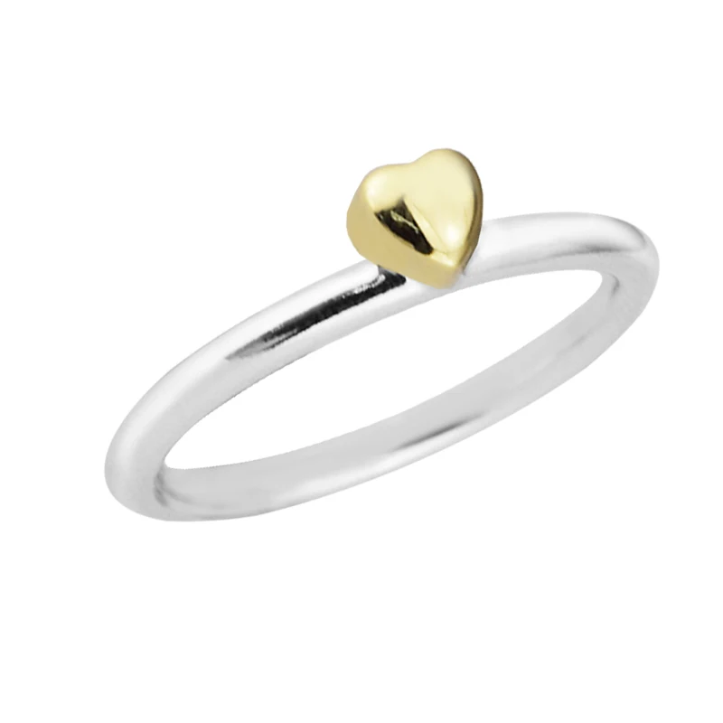 Кольцо головоломка сердце серебряные кольца с 14K настоящим золотом для женщин