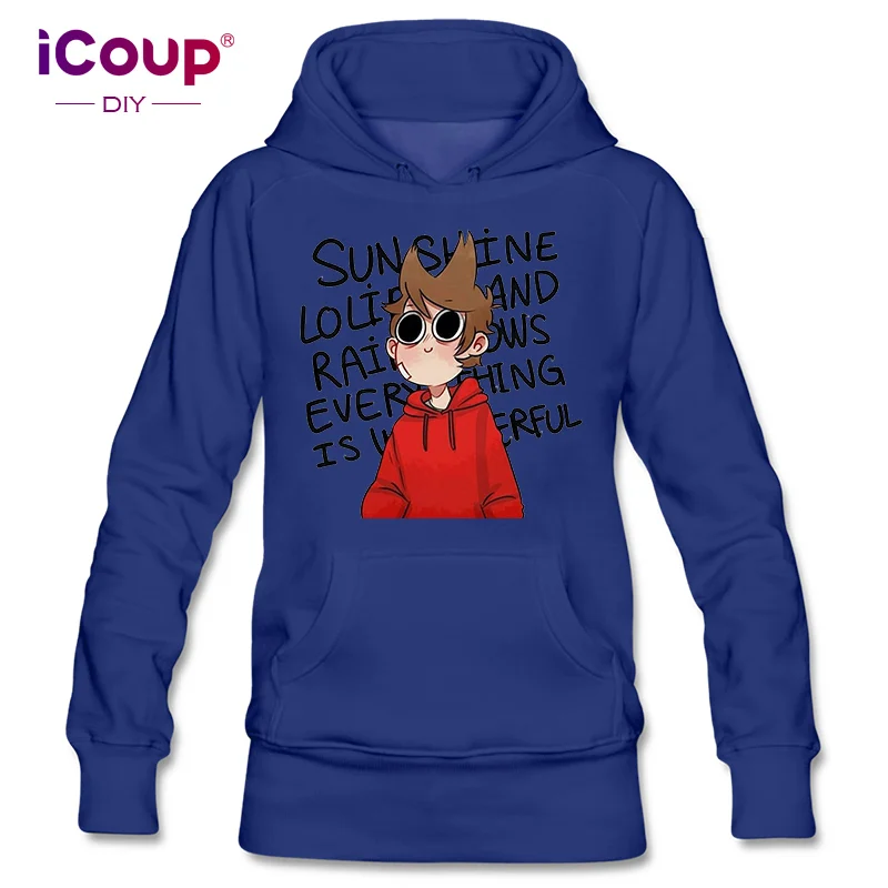 Королевский синий ICoup Женская толстовка Eddsworld Tord хлопок - Цвет: Королевский синий