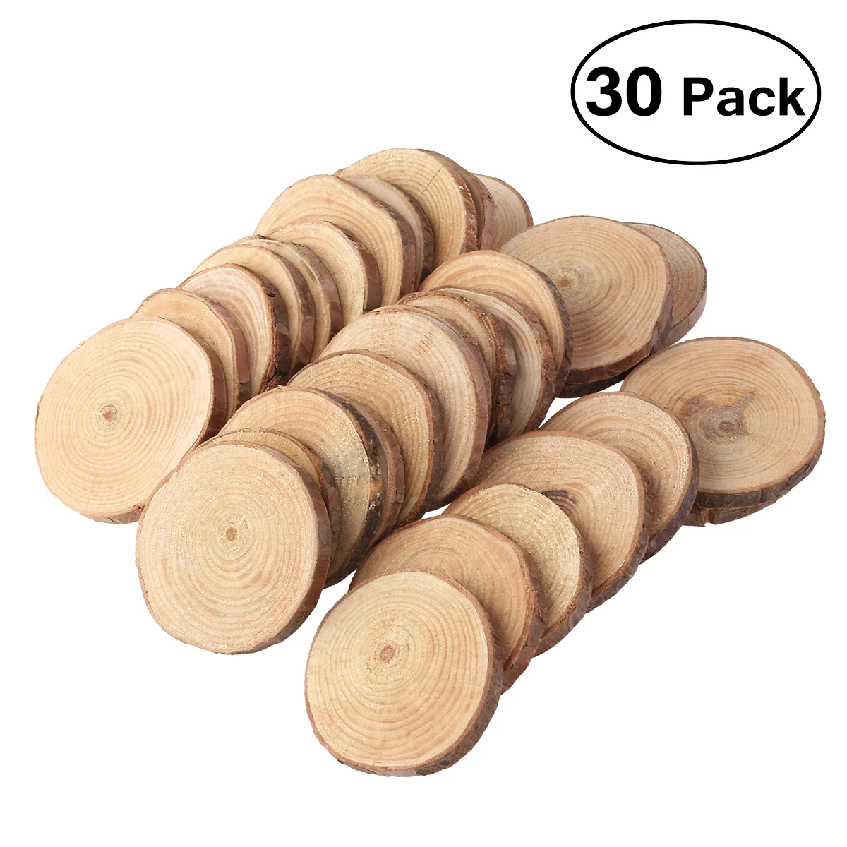 30pcs 4-5CM 1 упаковка Круглый Круг необработанные кусочки натурального дерева дерево кора бревна Ломтики для свадьбы реквизит для фотосессии рождественские украшения поделки своими руками - Color: 30pcs 4-5CM