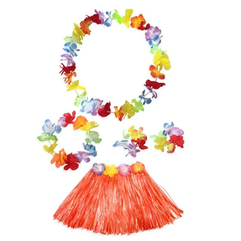 Hawaii Flower Lei Headband Garland Wreath Hula Grass Skirt Bra Kids Costume Set Beach Theme Party Decor Halloween Christmas |