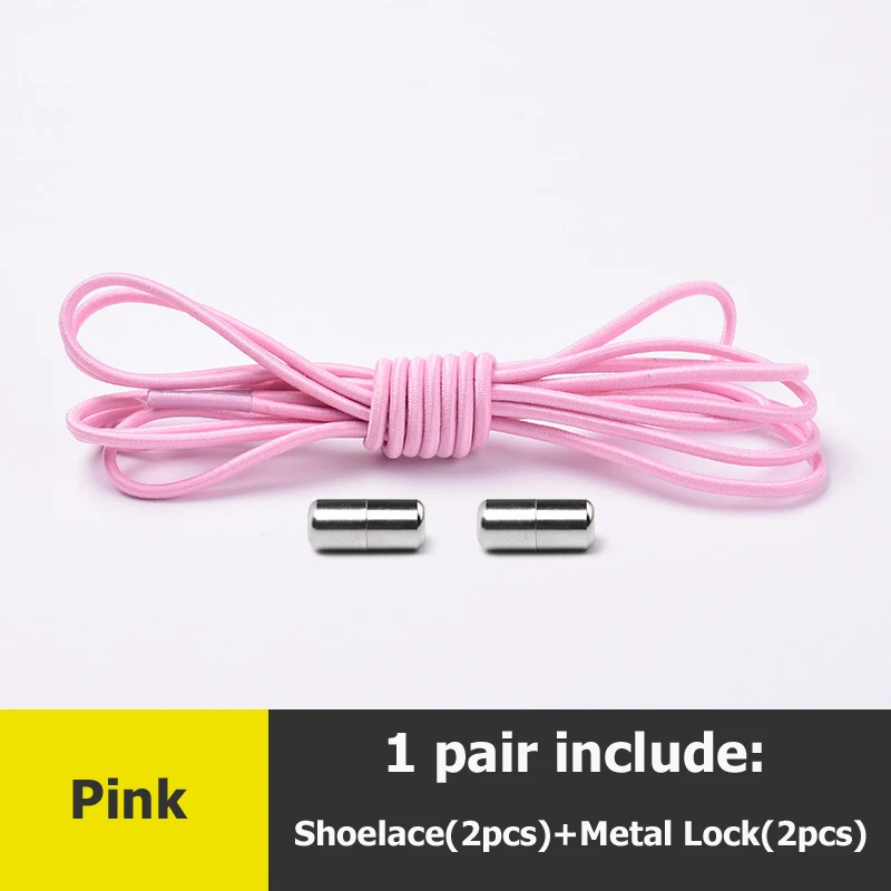 Pink Шнурки без завязок металлические шнурки с эластичным шнурком для обуви система шнурков для кроссовок кроссовки для детей и взрослых - Цвет: Pink