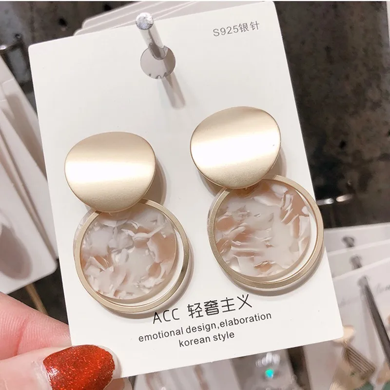 Новые корейские золотые серебряные круглые Висячие серьги для женщин девушек