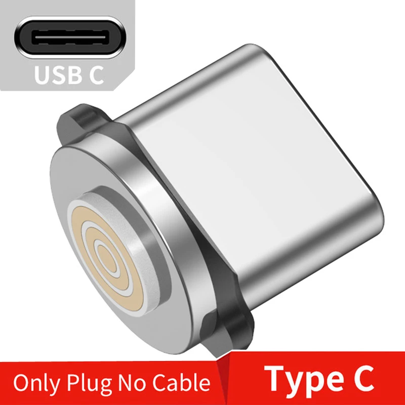 Only Type C Plug USLION, магнитное зарядное устройство, быстрая зарядка, магнит, USB, микро кабель, 3А, Тип C, кабель type-C, светодиодный, в нейлоновой оплетке, для Iphone 7, XS, XR, samsung - Цвет: Only Type C Plug