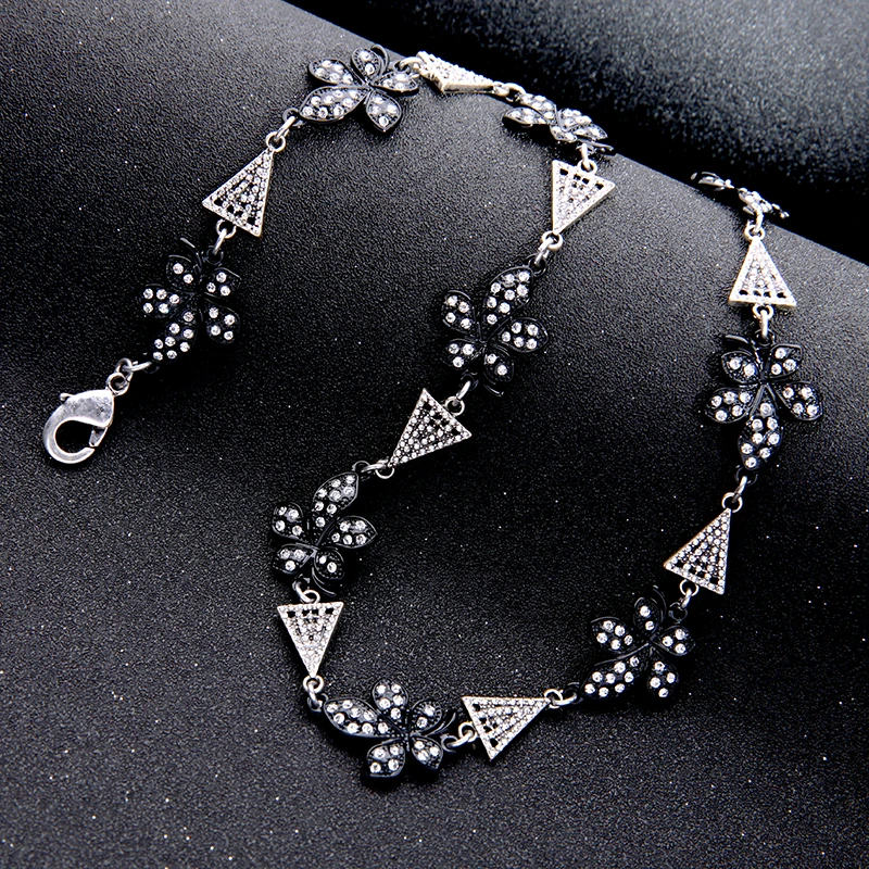 Модные черные кристаллы цветок ожерелье нового дизайна 2019 Aliexpress бренд ювелирное
