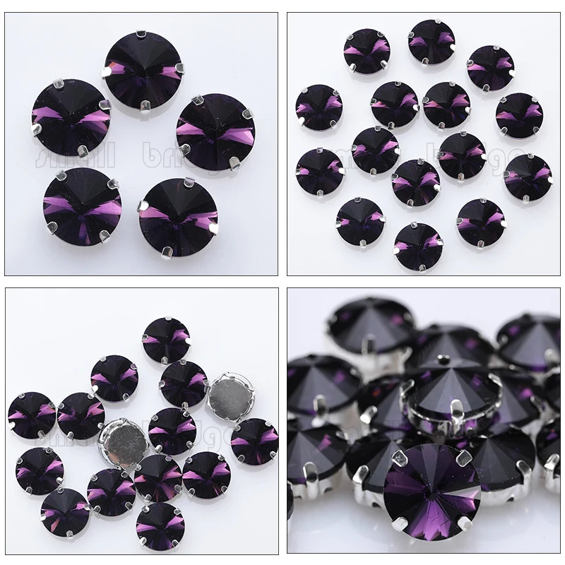 Glitter Round Crystal Sewing Rhinestones Glass Stones For Clothes Decoration Loose Flatback Rhinestones With Claw 10PCS S062