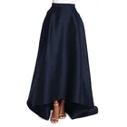 Женские длинные юбки на молнии, винтажные темно-синие юбки макси на заказ, 2017