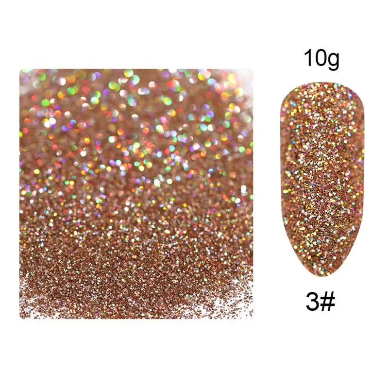 10g-color003 10 г/пакет голографическая Лазерная пудра для ногтей Блеск для дизайна ногтей 5 г мерцающий хромированный пигмент для ногтей пыль DIY дизайн для дизайна ногтей для гель-лака - Цвет: 10g-color003
