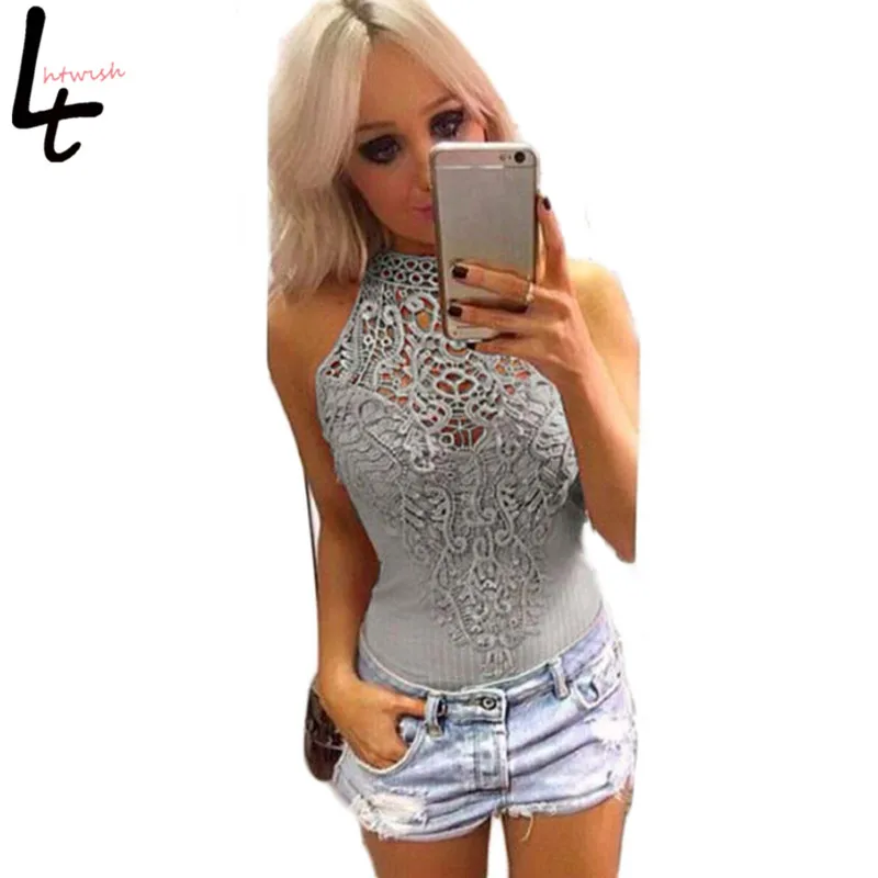 Летние пикантные кружева крючком Твердые комбинезоны Slim Fit полые-out лоскутное