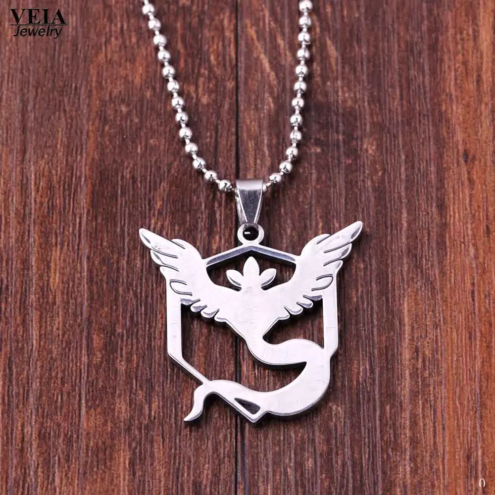 Новая игра Покемон го ожерелье из нержавеющей стали Аниме команда Валор Мистик