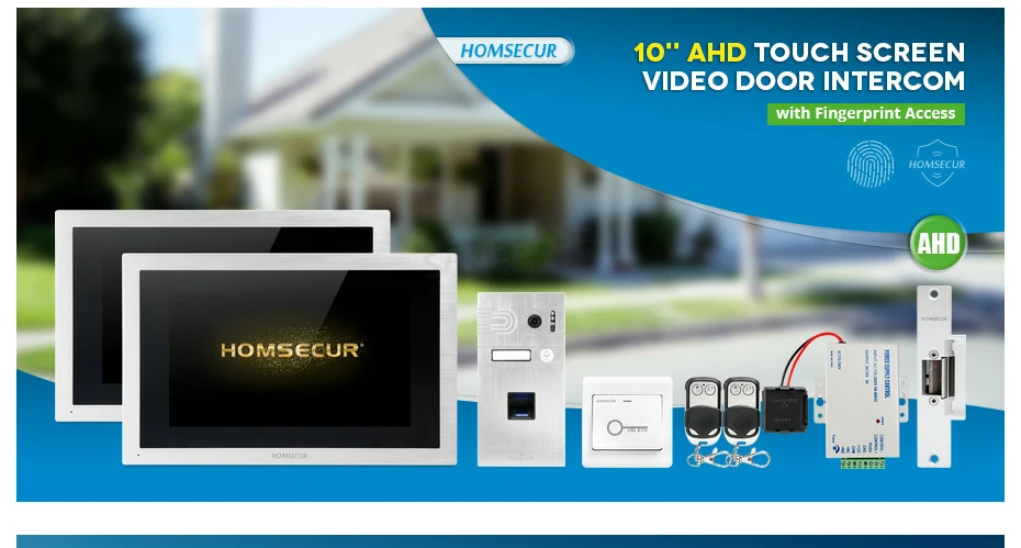 HOMSECUR 1" проводной AHD видео домофон системы отпечатков пальцев доступа для квартиры BC061HD-S+ BM114HD-S