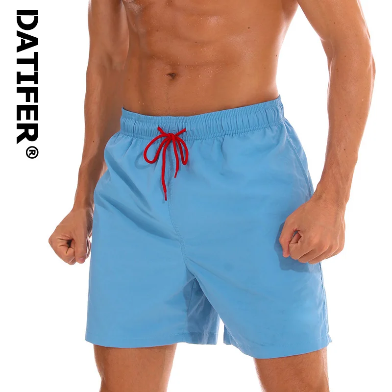 Light blue Datifer мужские пляжные шорты для серфинга, одежда для плавания, пляжные шорты для мужчин, летние мужские спортивные шорты для бега, спортзала, мужские шорты, Размер 3XL - Цвет: Light blue