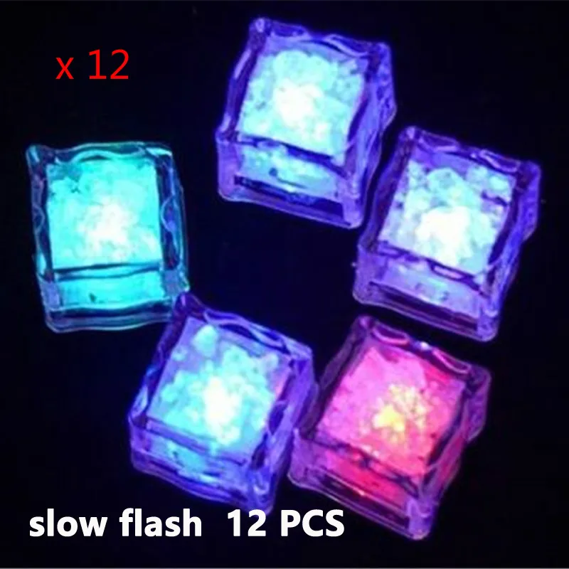 colorful B 12 PCS Мигающие кубики льда свет воды Активизированный люминесцентный светящийся блок Рождество Свадебная вечеринка украшения праздничного стола реквизит x12 шт/уп - Цвет: colorful B 12 PCS