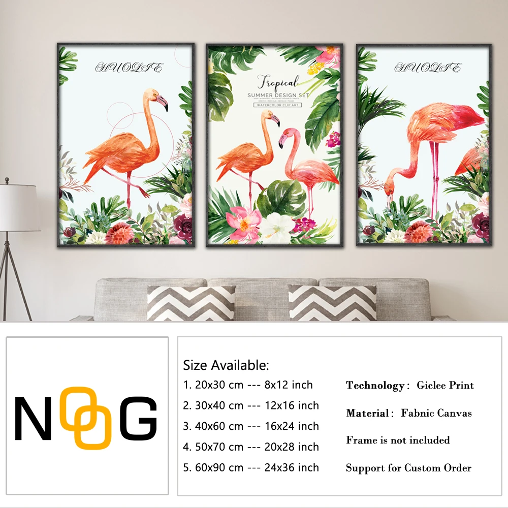 Настенный плакат IOIOI с зеленым фламинго настенные картины плакаты и принты