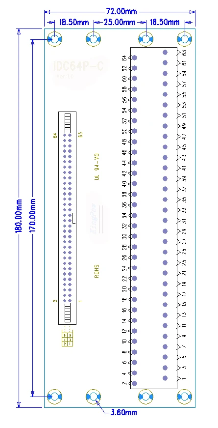 IDC64P IDC 64 контактный Клеммник прорыв plc реле терминалы din рейку разъем адаптера