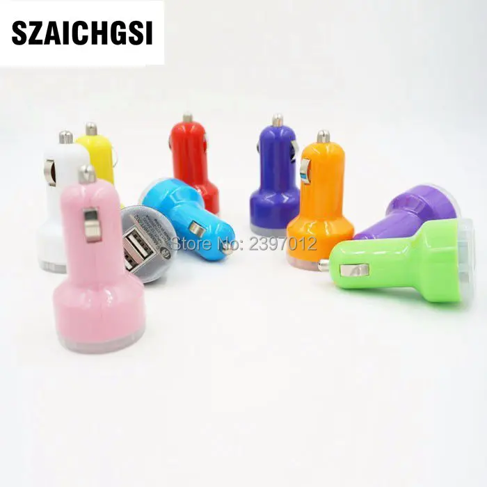 SZAICHGSI цветной двойной USB 2 порта автомобильное зарядное устройство сигарета 2.1A