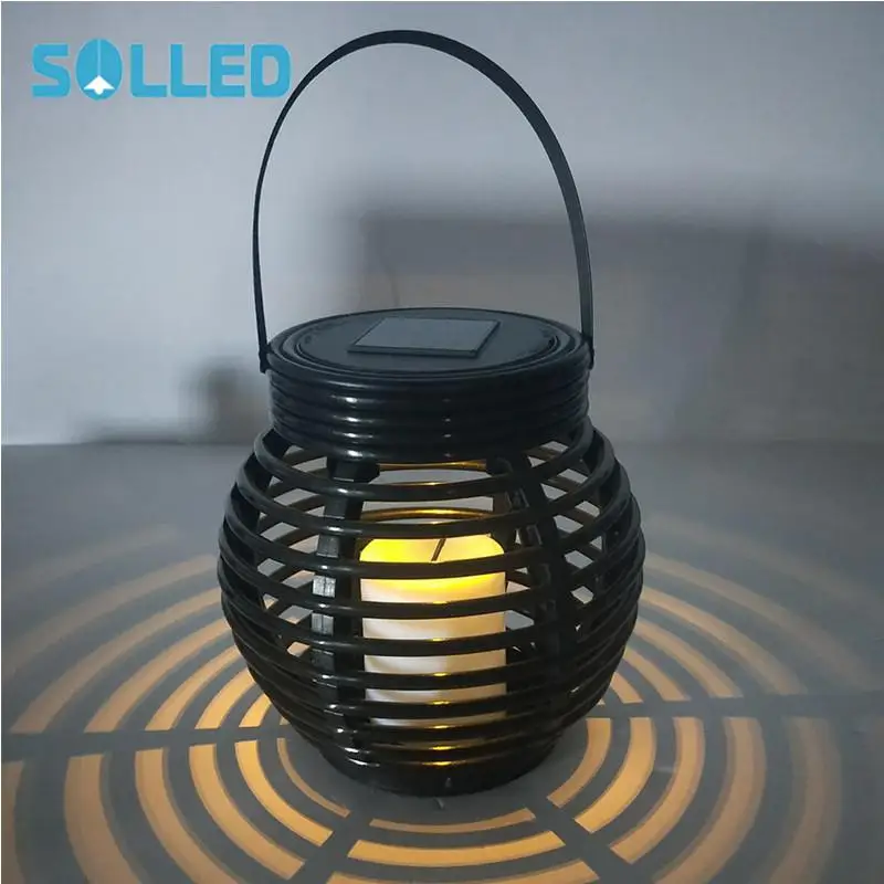 SOLLED LED водонепроницаемый на солнечной энергии Свеча фонарь уличная лампа ротанга