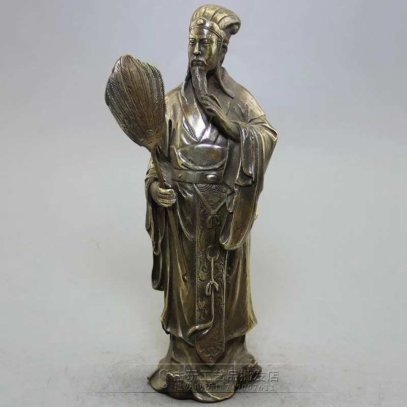 Коллекция антикварных скульптур из чистой бронзы Wolong Zhuge из латуни