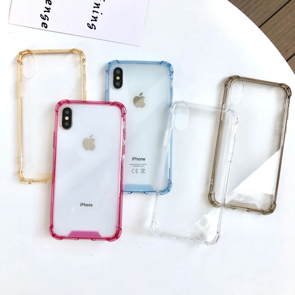 Samtsui Transparent Acrylic Case For iPhone11 pro XMAX 7 8Plus Four-corner Shockproof Cover XR X XS Protective Capa |