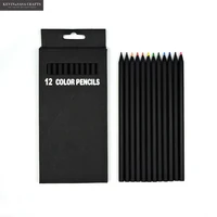 12colorsset color pencil set black wooden 12 different school colour pencils colored quality art supplies pencil drawing kids