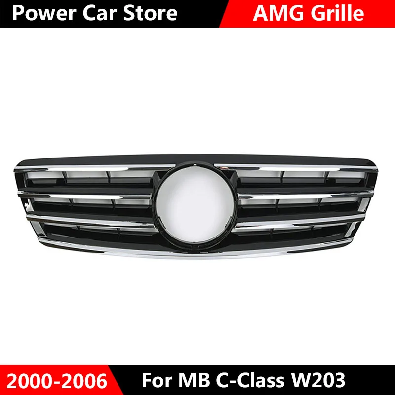 Chrome Black Высокое качество решетка ABS передний бампер Центральная решетка сетка впускная решетка гриль обвес для c-класса W203 AMG 2000-2006 - Цвет: Chrome Black