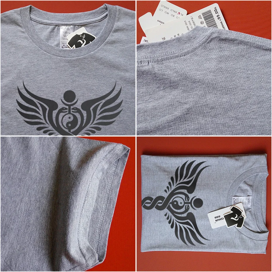 Tai Chi Wing Print T-Shirt Dragon Rock Cotton Men Tshirt 16 Colors Boutique T Shirt Harajuku Unisex Casual Tee Hipster | Мужская одежда