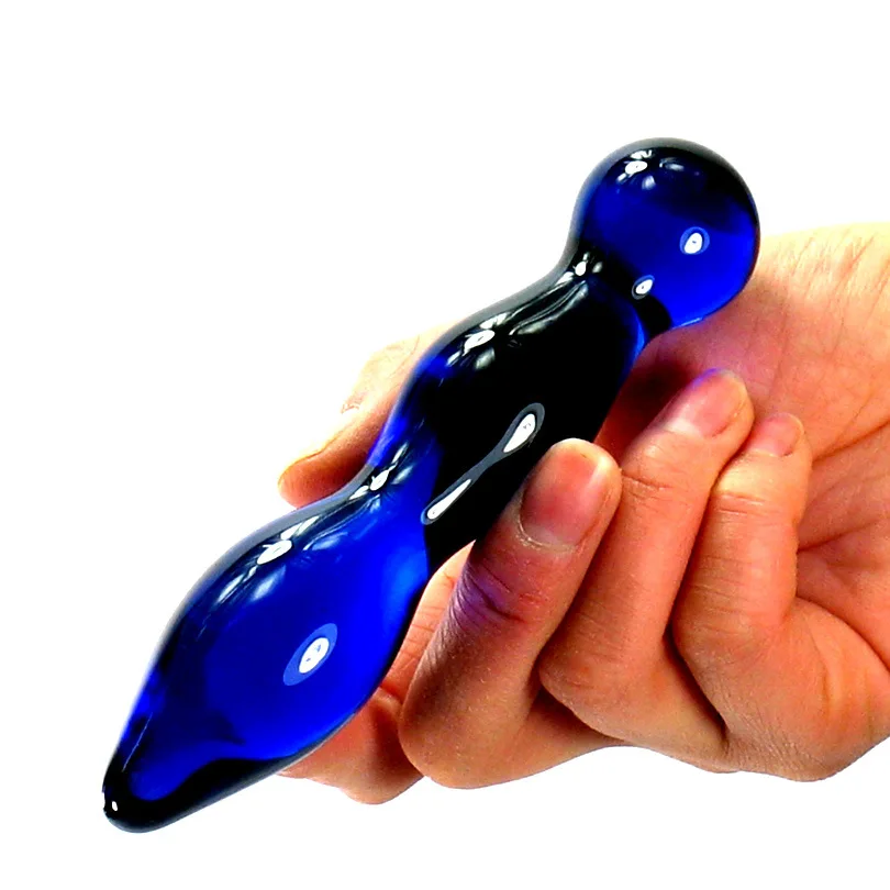 GaGu Blue Glass Dildo Anal Beads Toy Adult Crystal Female Sex Product Pyrex Thick Dildos Lesbian |