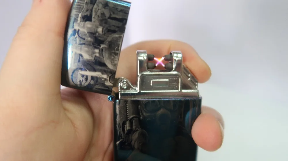 39*58 мм Metro 2033 плазменная Зажигалка двойная дуга синий лазерный логотип USB зарядка