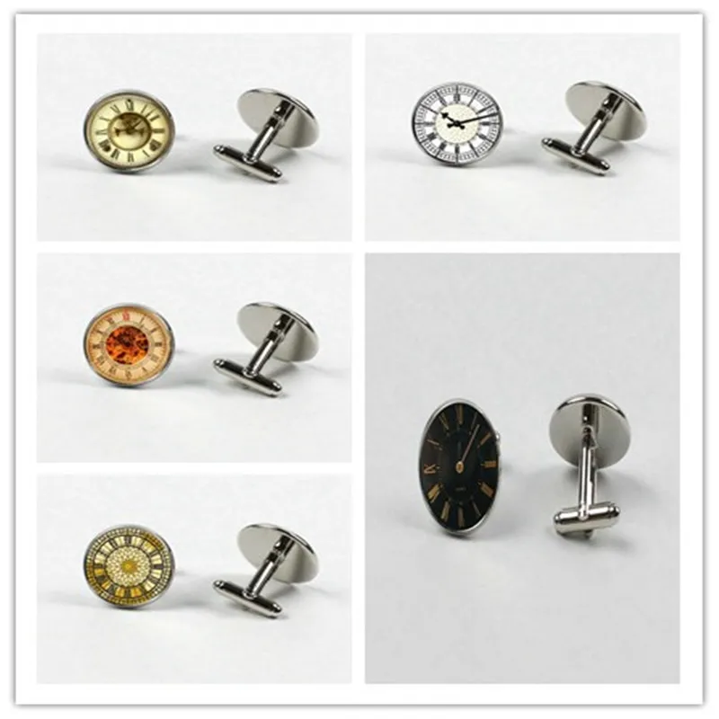 

2019 / fashion new clock time glass round raised cufflinks men's shirt wedding gift cufflinks jewelry