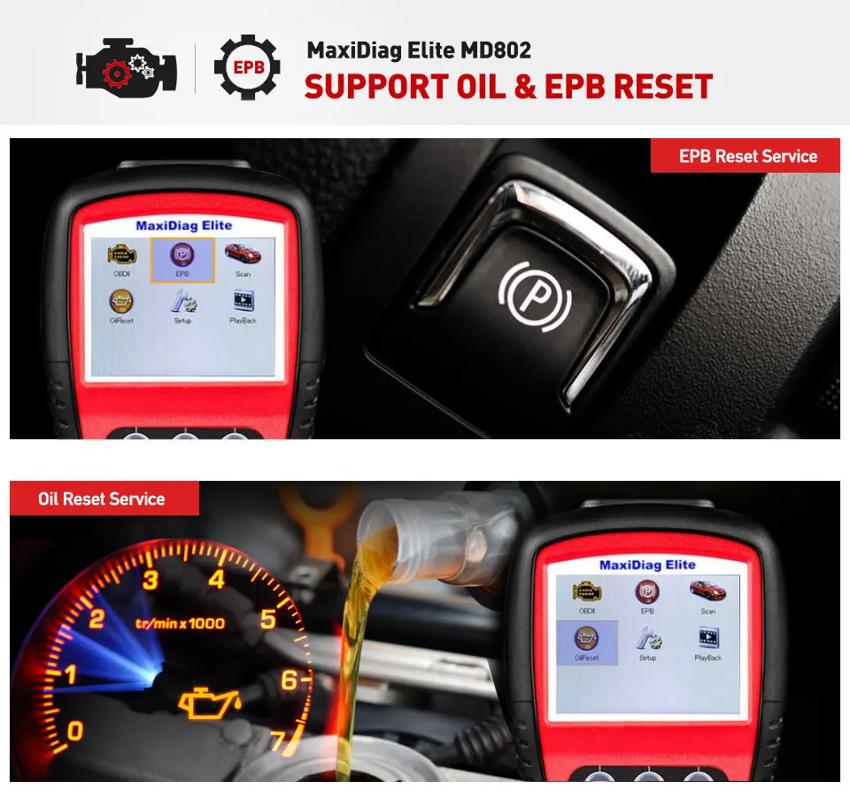 AUTEL MaxiDiag Elite MD802 вся система DS Модель автомобиля OBD2 сканер полная система диагностики ABS SRS передача двигателя EPB сброс масла