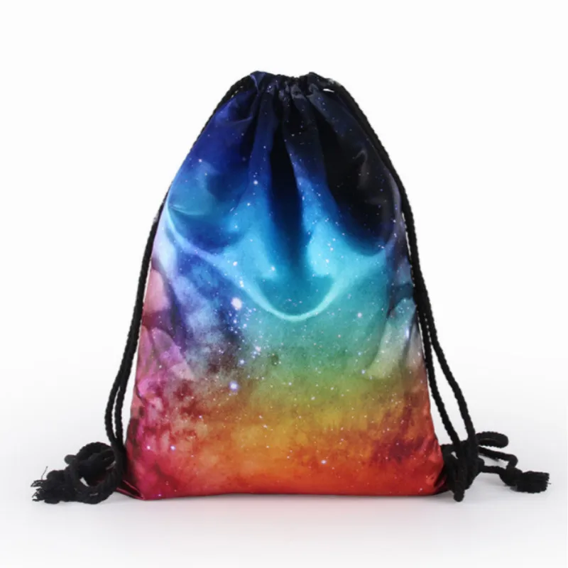 Multicolor Рюкзак для путешествий из сатиновой хлопковой ткани на шнурке, цветная повседневная школьная сумка на плечо, сумка для книг - Цвет: Multicolor