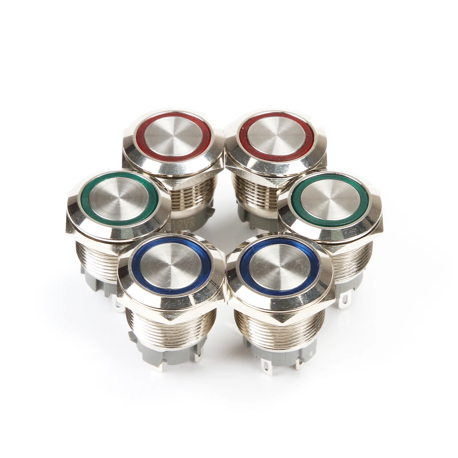 Металлический кольцевой кнопочный переключатель 2 шт./лот 16 мм светодиод 12 В 24 220