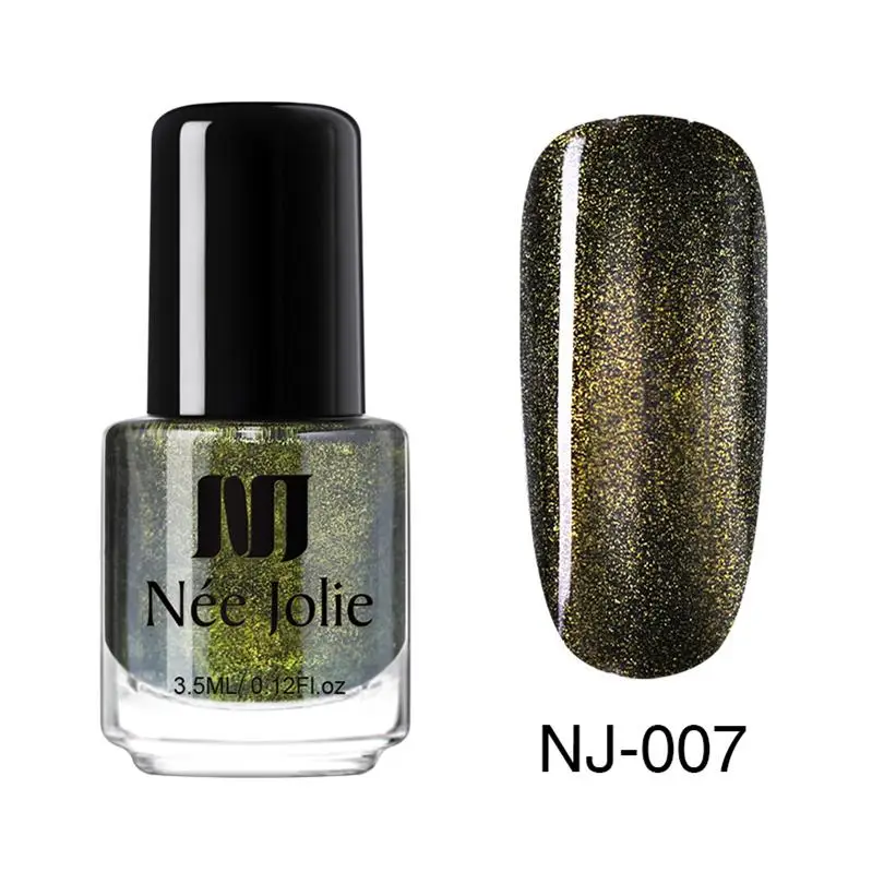Glitter-007 NEE JOLIE лак для ногтей Хамелеон 3,5 мл чешуйчатые блестки лак для ногтей фиолетовый золотой Блестящий лак для ногтей черная основа - Цвет: Glitter-007