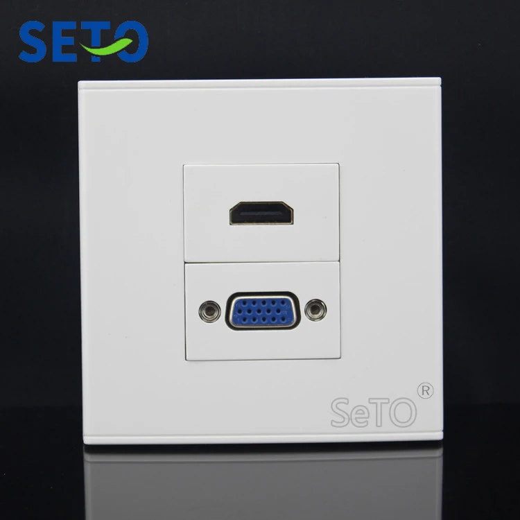 SeTo 86 Тип HDMI + VGA Разъем Панель настенная пластина розетка Keystone Лицевая