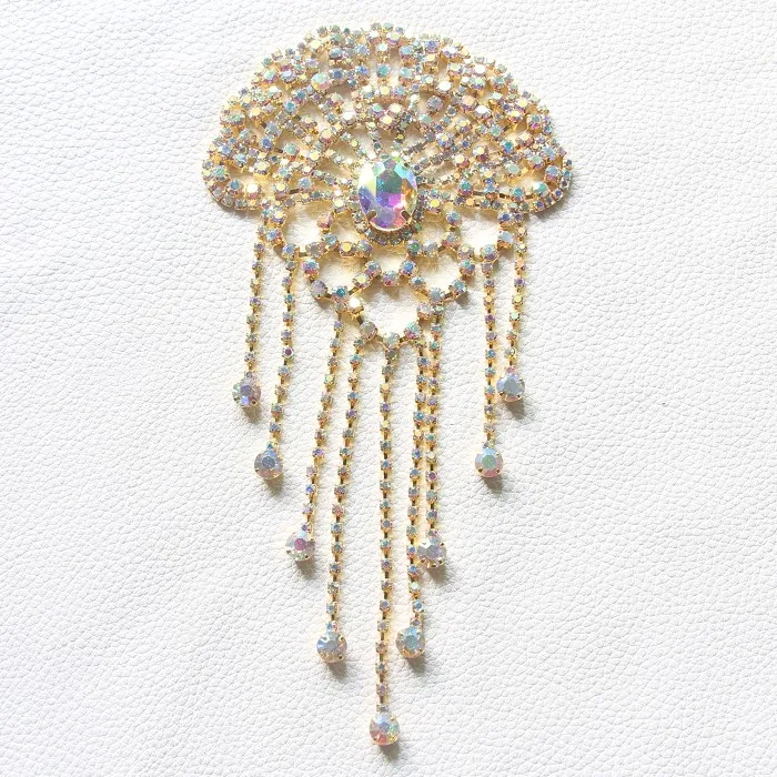 2 шт./лот Золотая аппликация с кристаллами AB Пришивные аксессуары для одежды