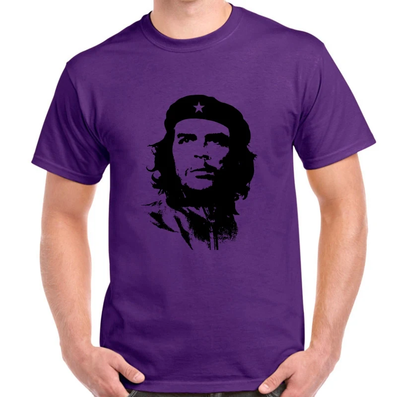 Фиолетовый BLWHSA Che Guevara Hero, Мужская футболка, высокое качество, с принтом, хлопок, короткий рукав, футболки, хипстер, с рисунком, крутая мужская одежда - Цвет: Фиолетовый