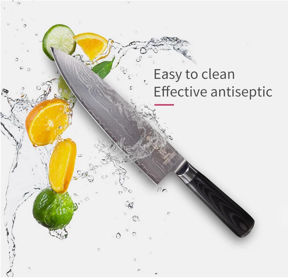 QING кованые обрабатывающие ножи из дамасской стали с черной деревянной ручкой