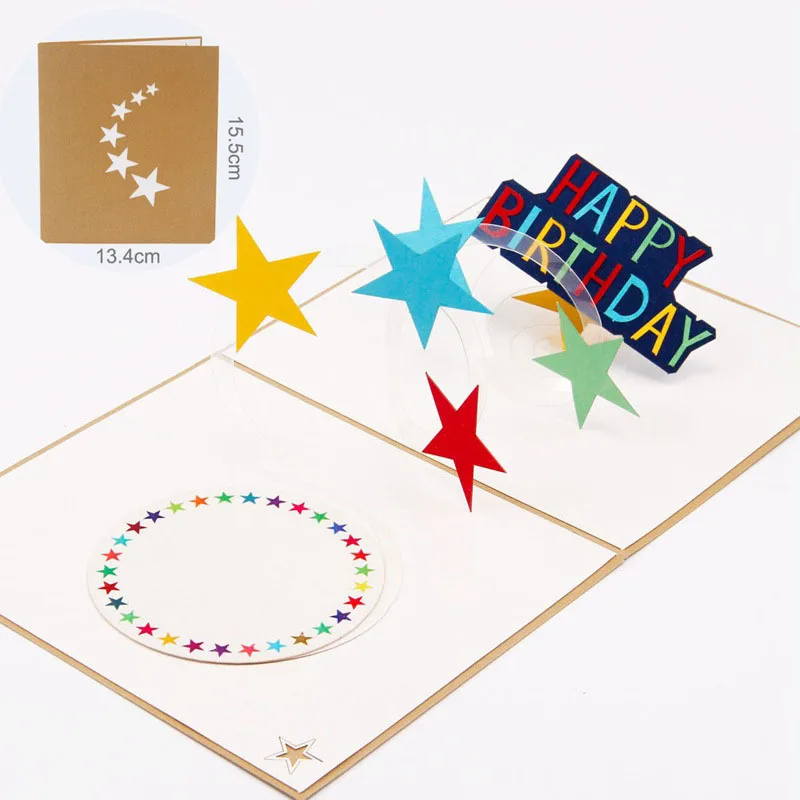 3D лазерная резка ручной работы резьба Радуга звезды дети День Рождения Вечеринка