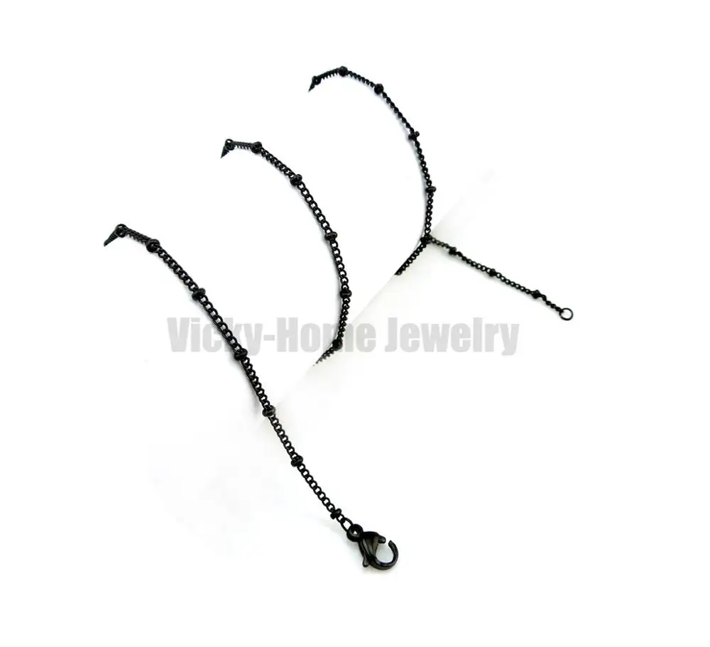 black 61cm Серебряная фигурная цепочка с застежкой Омаров 14-24 дюймов можно выбрать фигурная цепочка из нержавеющей стали - Окраска металла: black 61cm
