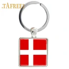 TAFREE Дания флаг квадратный брелок для ключей самая счастливая страна ДАНИЯ Финляндия Брелок сувенир брелок для ключей ювелирные изделия FG27