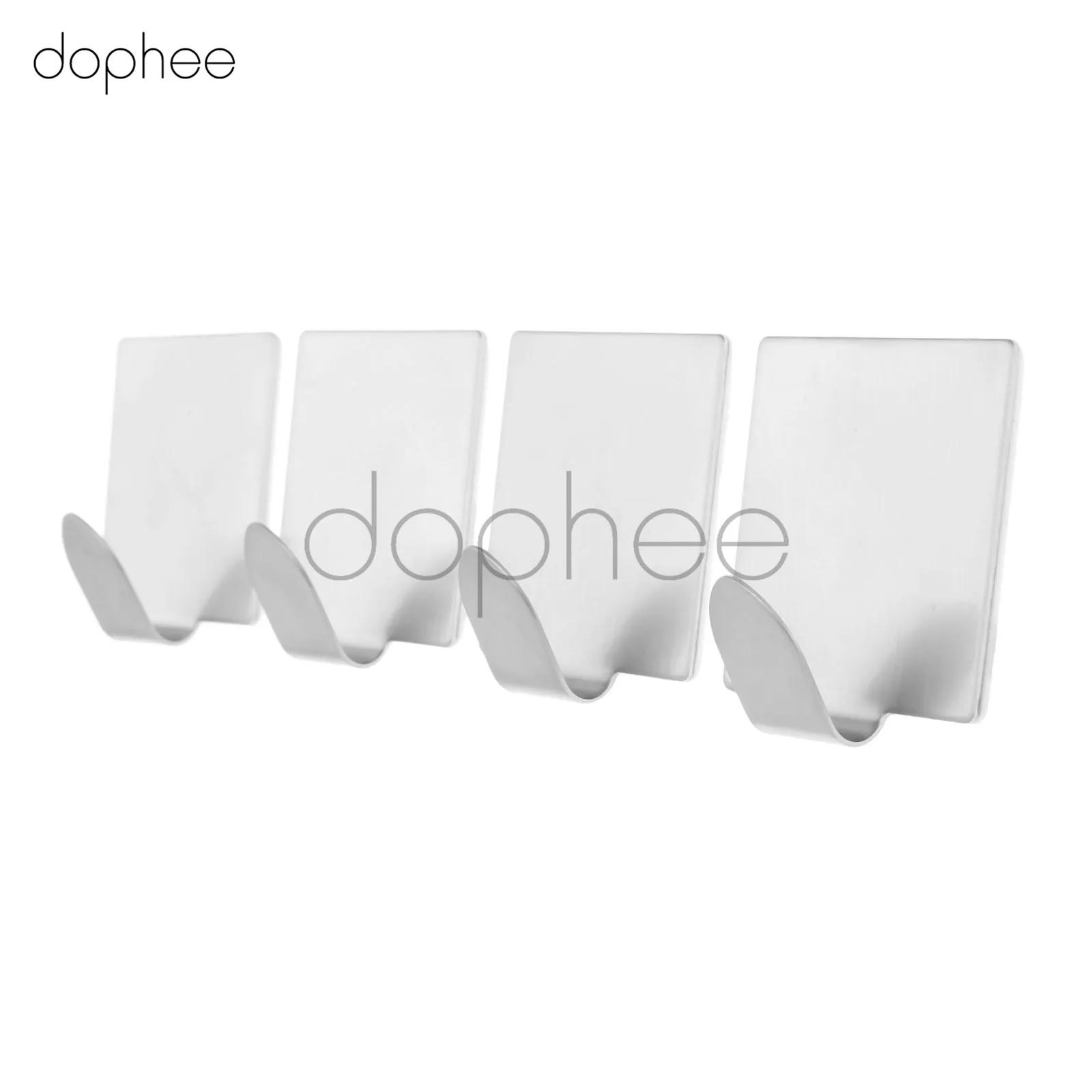 

dophee 4pcs/set 4.5*4.5cm Powerful 3M Self Adhesive Hooks Stainless Steel Sticky Hanger For Wall Bathroom Kitchen Towel Hanging