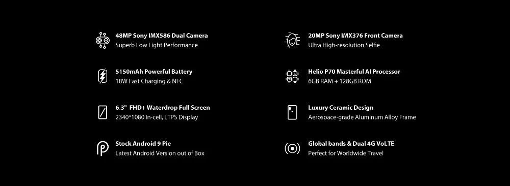 UMIDIGI S3 PRO ceramic 6 ГБ 128 ГБ Helio P70 6," FHD+ 48MP AI двойная задняя камера s 20MP селфи камера Android 9,0 5150 мАч смартфон